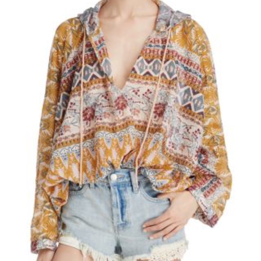 Free People Hold on Tight Gauze Hoodie
